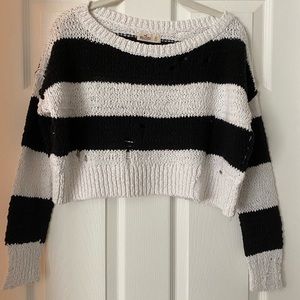 Cropped Striped Sweater with Small Cut-Outs